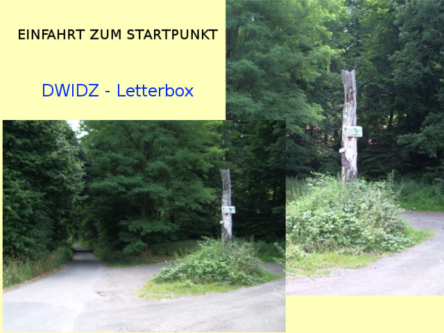 Einfahrt von der Straße aus.